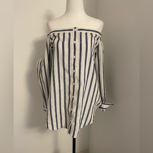 Derek Lam linen off shoulder button down - Picture 1 of 5